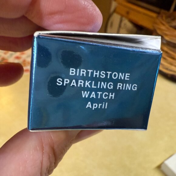 Avon Watch Ring w/April Birthstone Rhinestones Around Dial - Picture 8 of 8